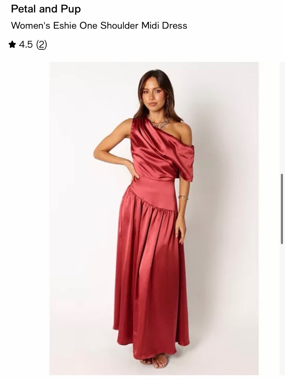 Petal & Pup Burgundy Satin One-Shoulder Cowl Maxi Dress